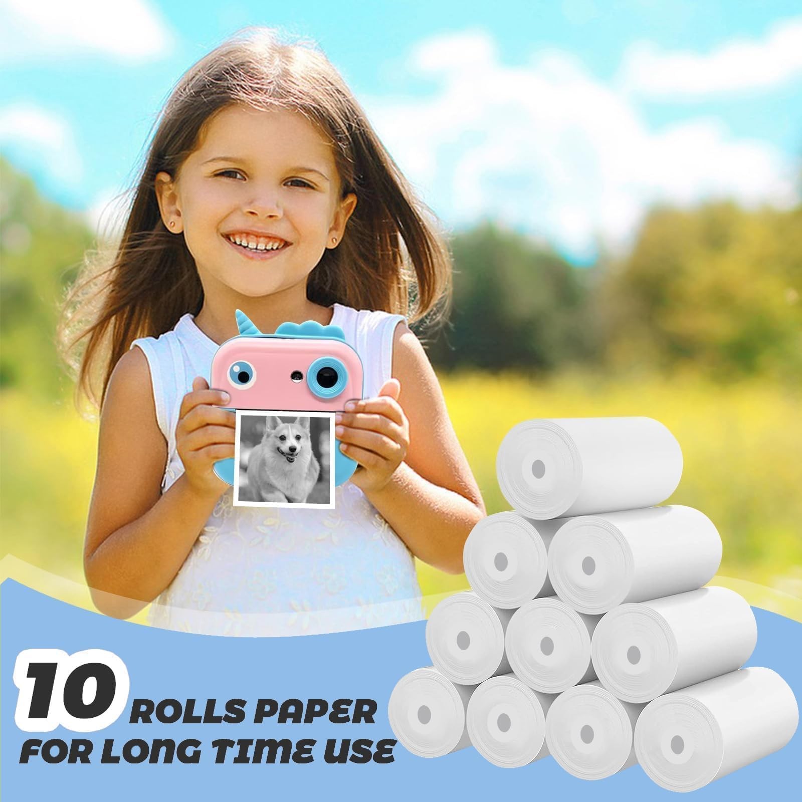 10 Rolls Self-Adhesive Thermal Paper, Glossy 57 x 25 millimeters, Sticker