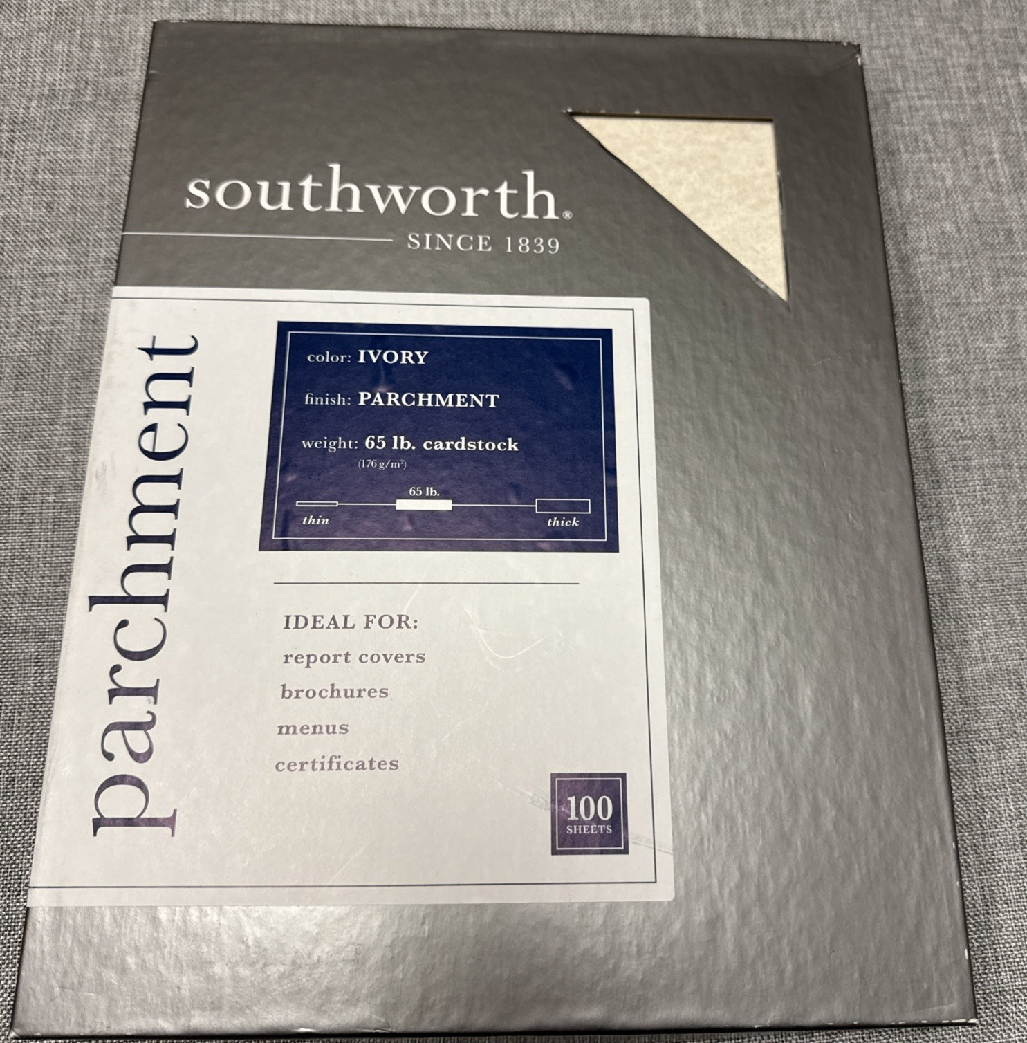 Southworth Parchment Paper 65 lb Ivory 100 Bright 8.5 x 11 400 sheets