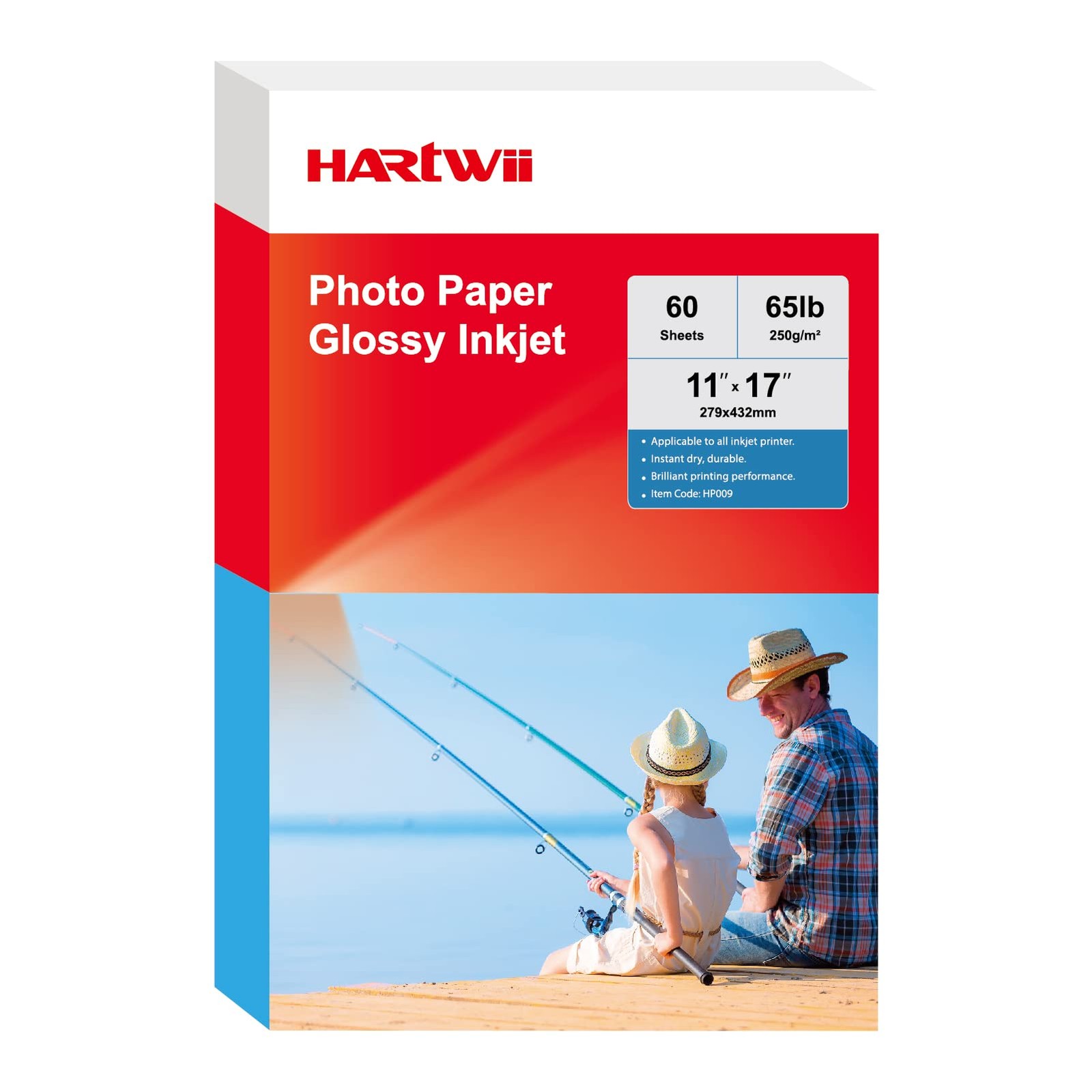 Heavyweight Glossy Inkjet Photo Paper 65 LB 250 GSM 11×17 Inch 60 Sheets