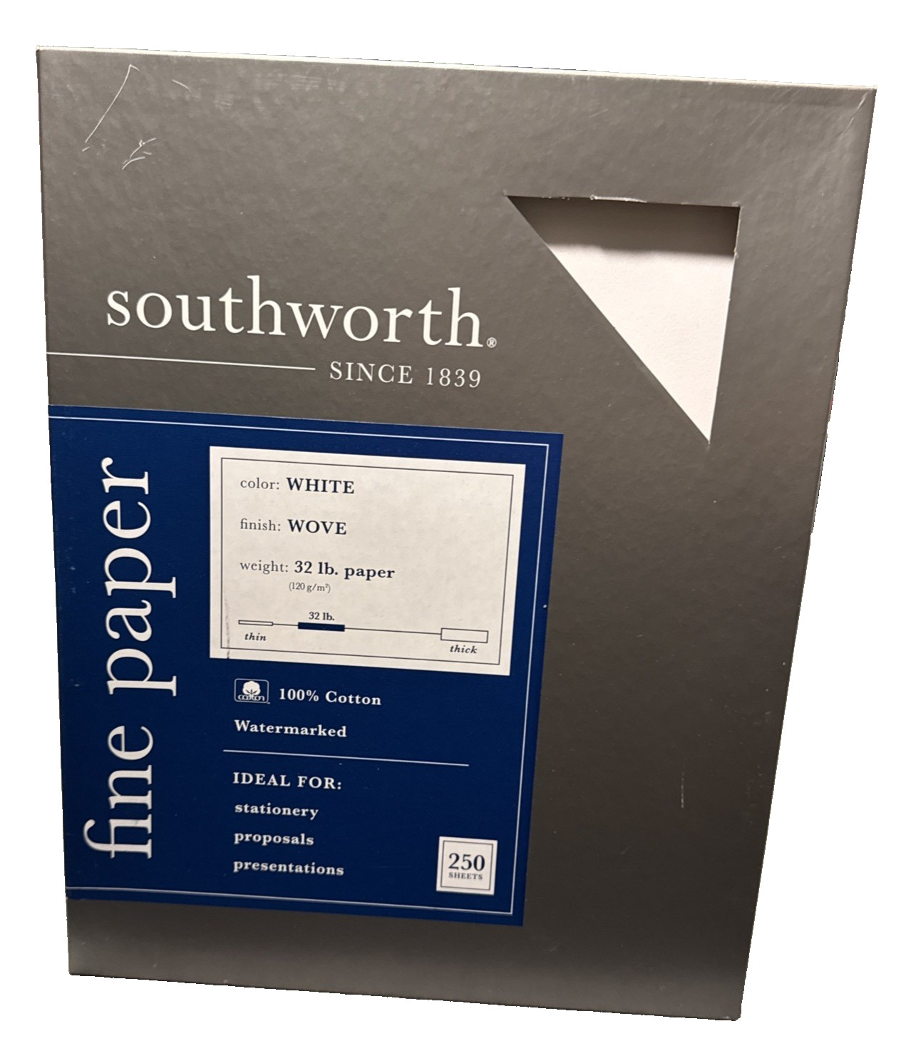 Southworth Parchment Paper 32 lb White Wove 100 Bright 8.5 x 11 750 sheets