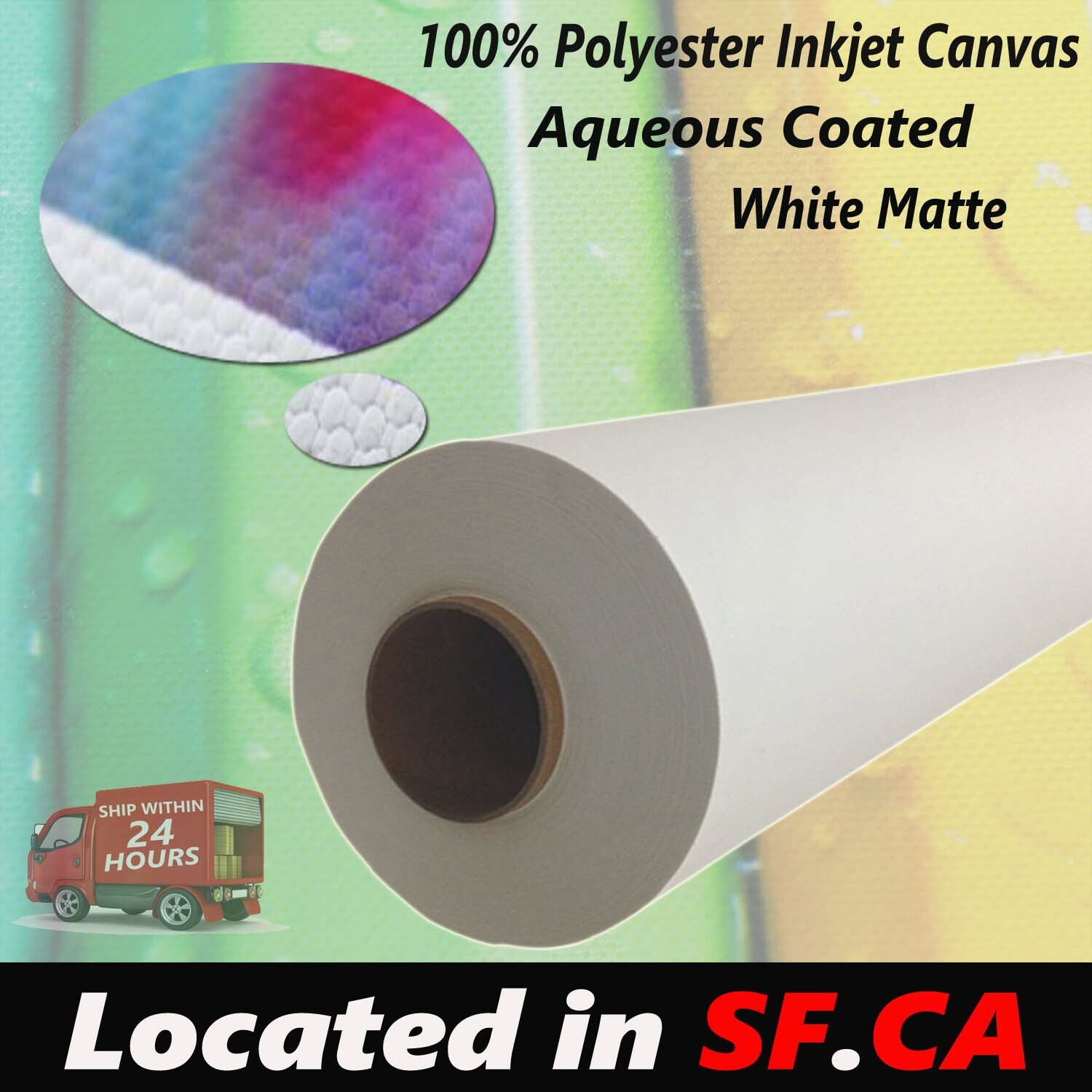 Polyester Inkjet Printing Canvas Wide Format Water-based Printer44″x40ft