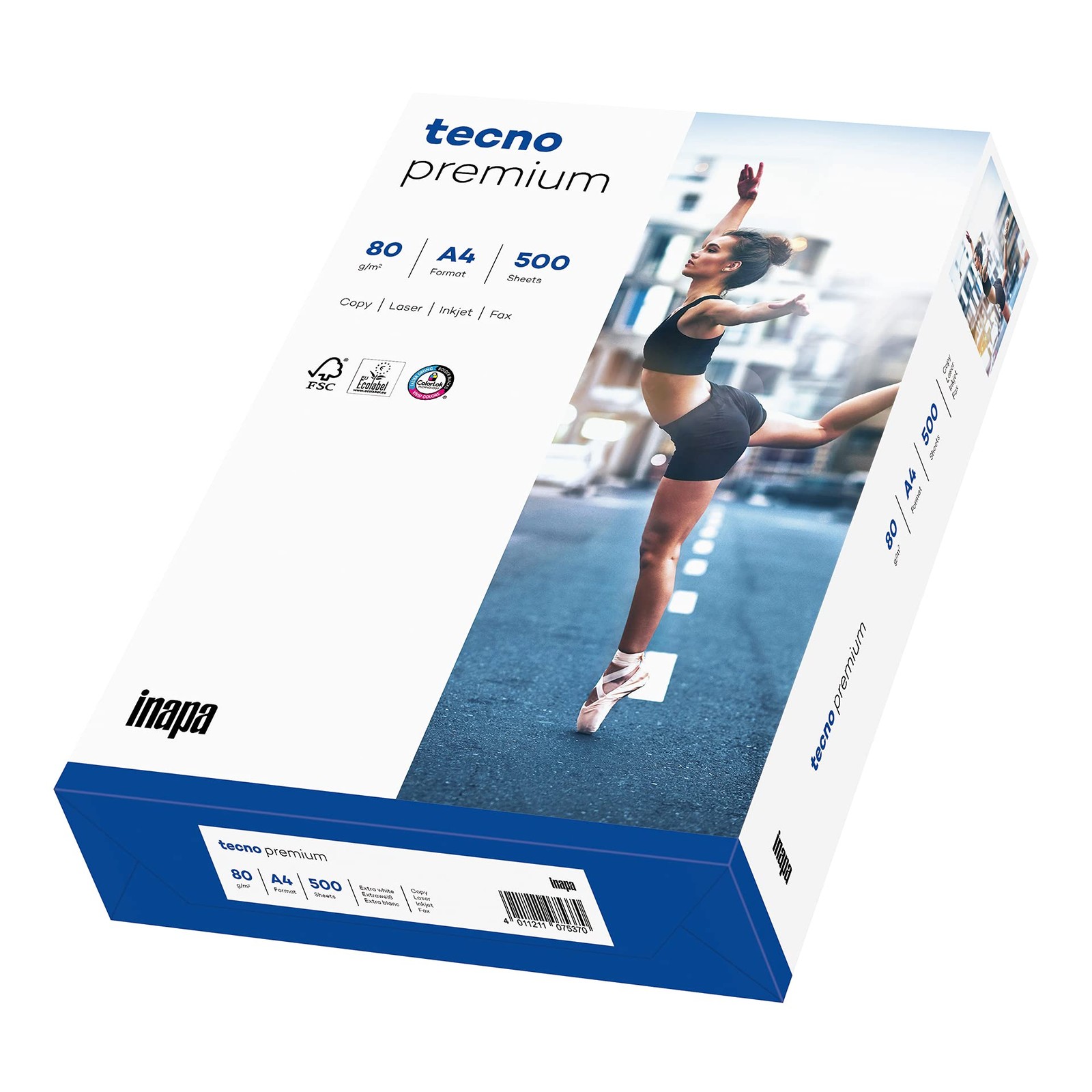 inapa Printer/Copy Paper Premium 80gsm, A4, 2,500 Sheets 5×500, High White