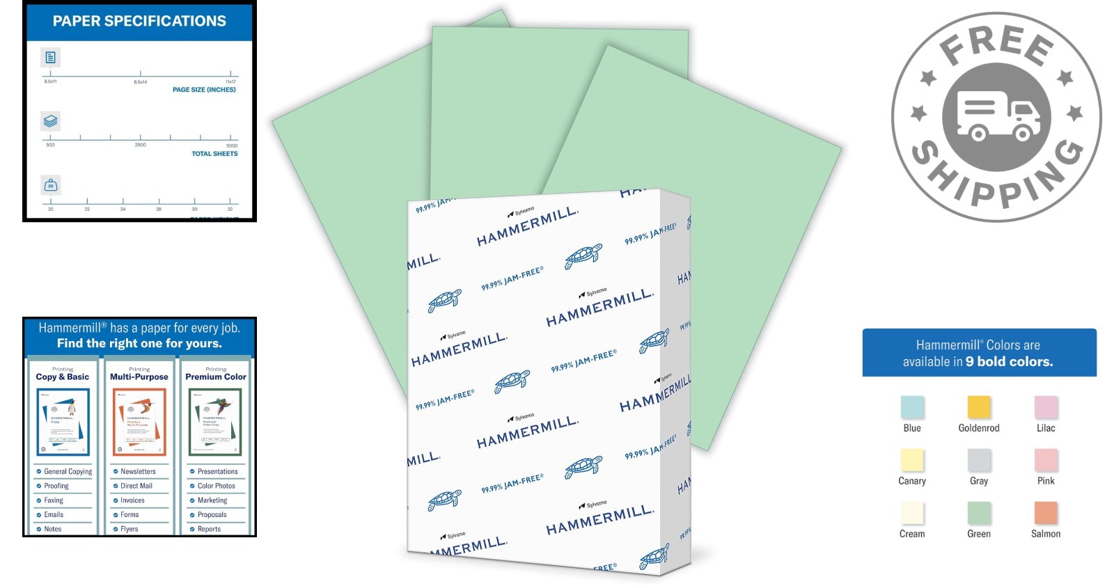 Eco-Friendly 20 lb Pastel Green Paper – 8.5×11 for Creative Printing, 500 Sheets
