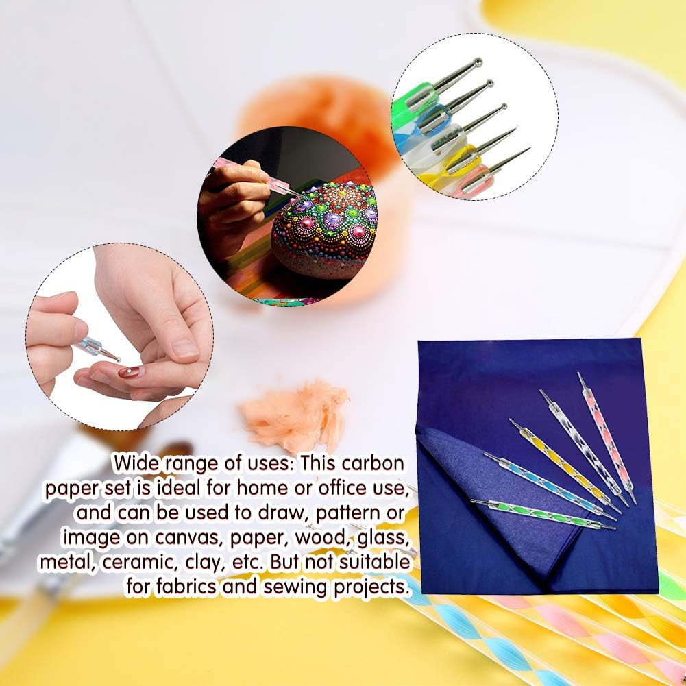 100 Sheets Carbon Transfer Paper,Blue Carbon Copy Paper Tracing Paper with 5Pcs