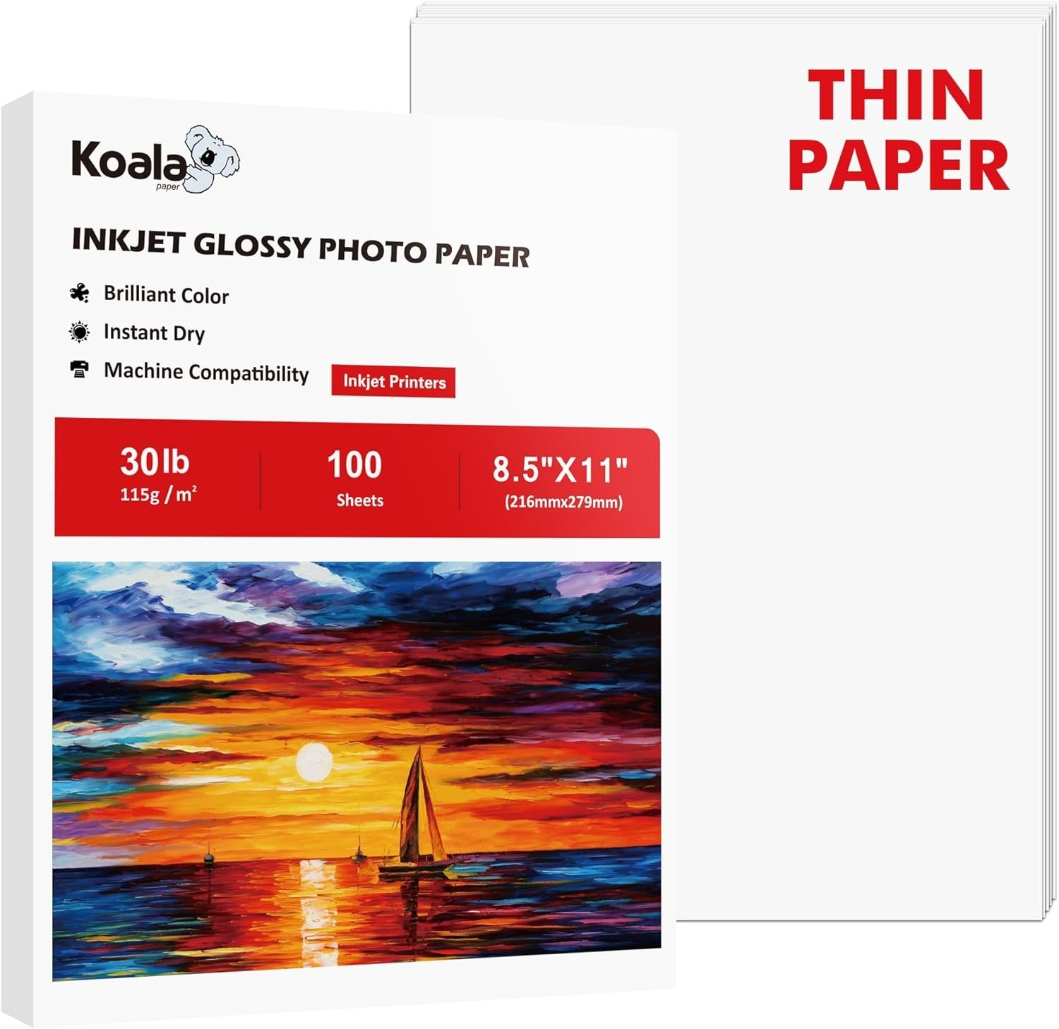 Brilliant Colors with Koala Glossy Inkjet Paper 8.5×11 – 100 Sheets Fast-Drying