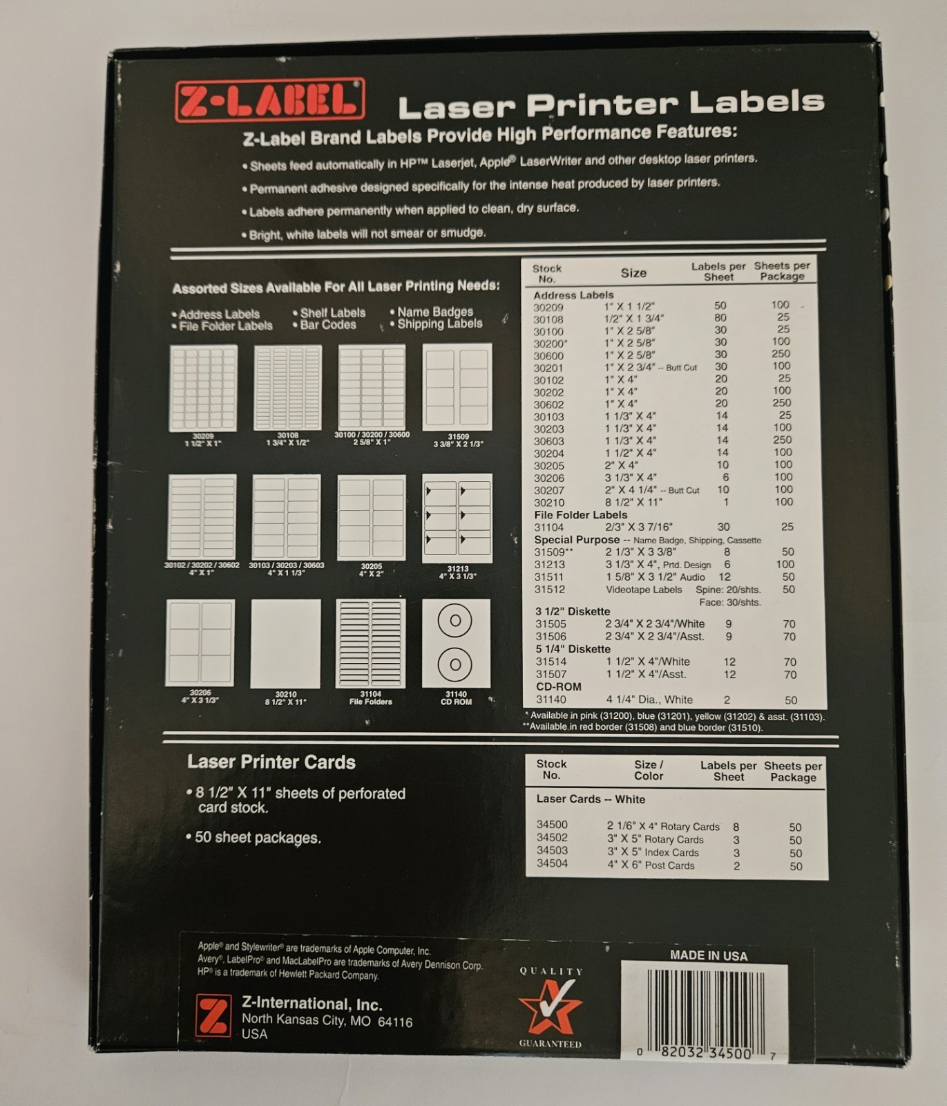 Z-Label Laser Printer Rotary File Cards Open Box 46 Of 50 Sheets