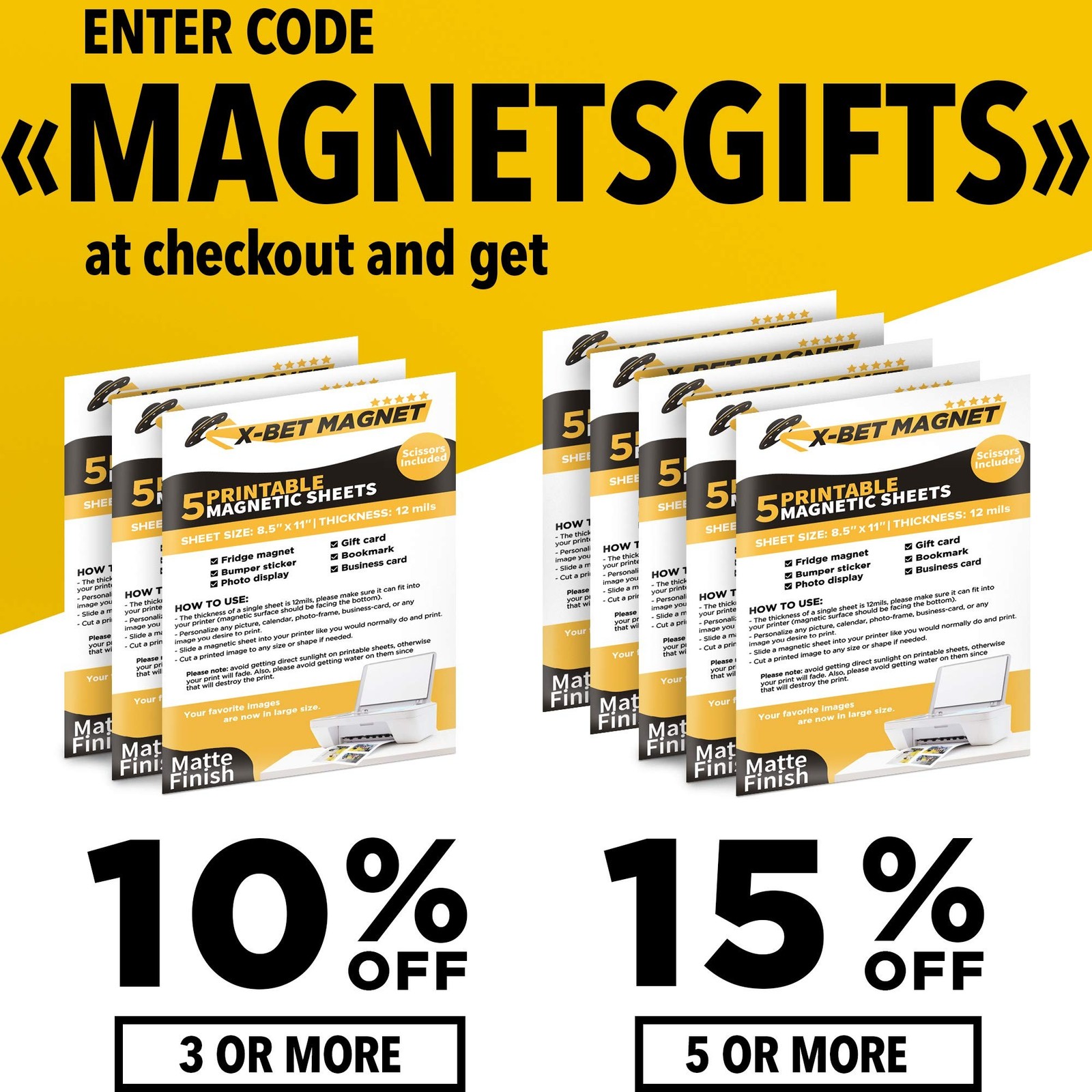 Printable Magnetic Sheets Each 8.5” x 11” Flexible Magnet Sheets Non