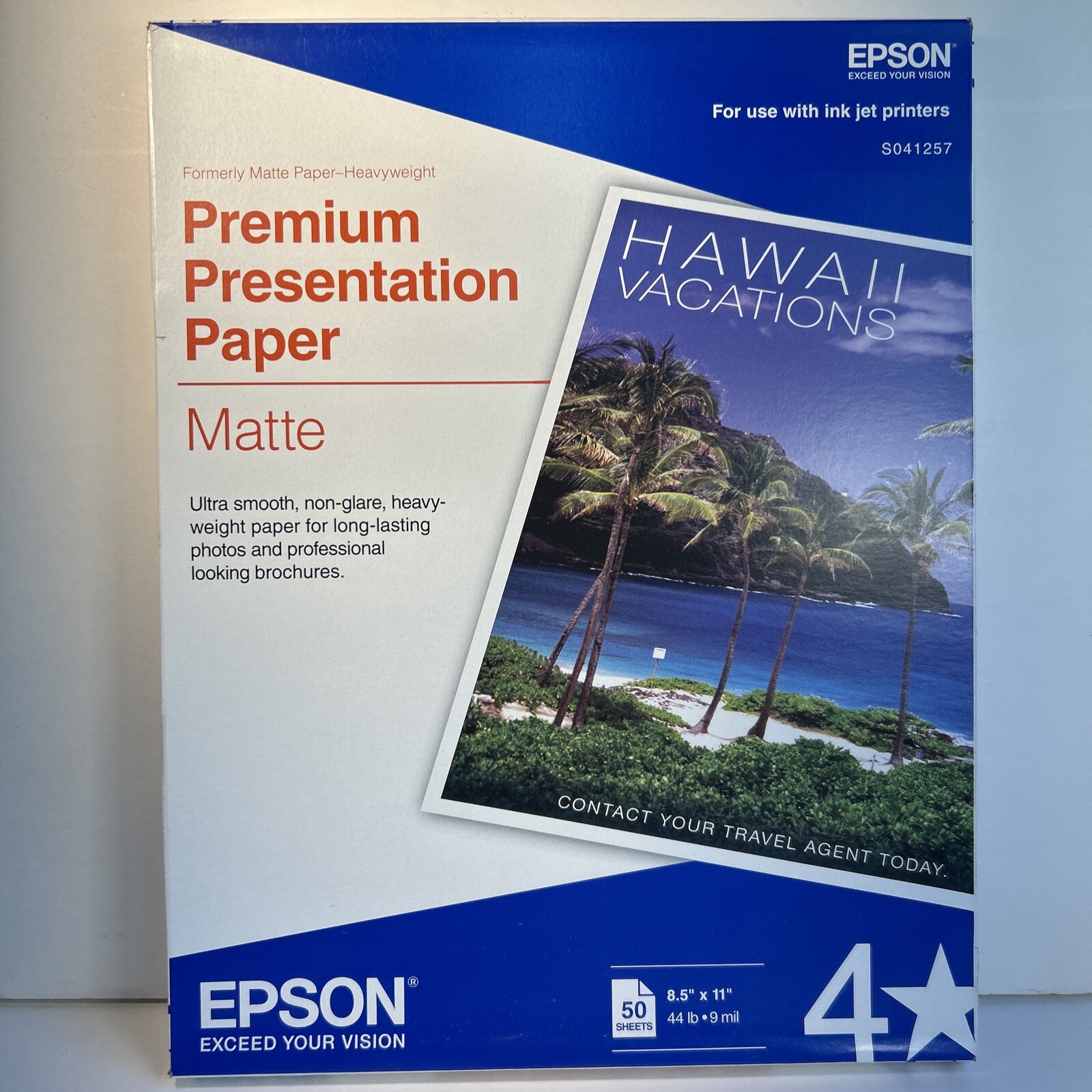 Epson S041257 Premium Presentation Inkjet Matte Paper 8.5×11″ 50 Sheets NEW