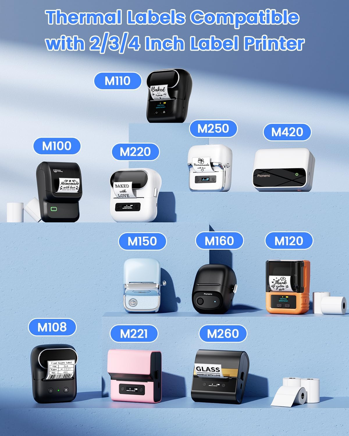 Phomemo Thermal Sticker Label for M110/M100/M108/M220/M250/M221 Label Printer