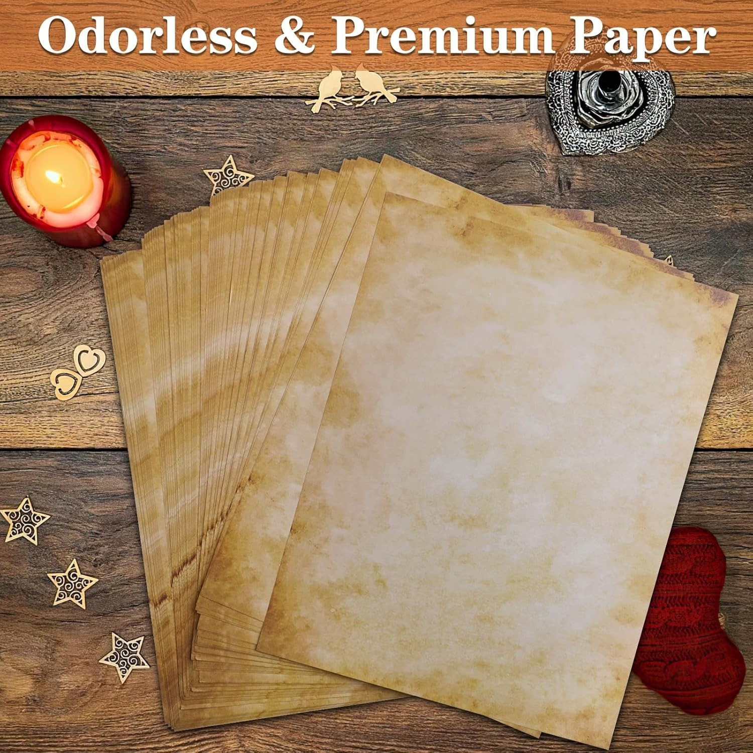 Thick Antique Printer Paper – 80 Sheets, 8.5″ x 11″ for Crafts & Writing