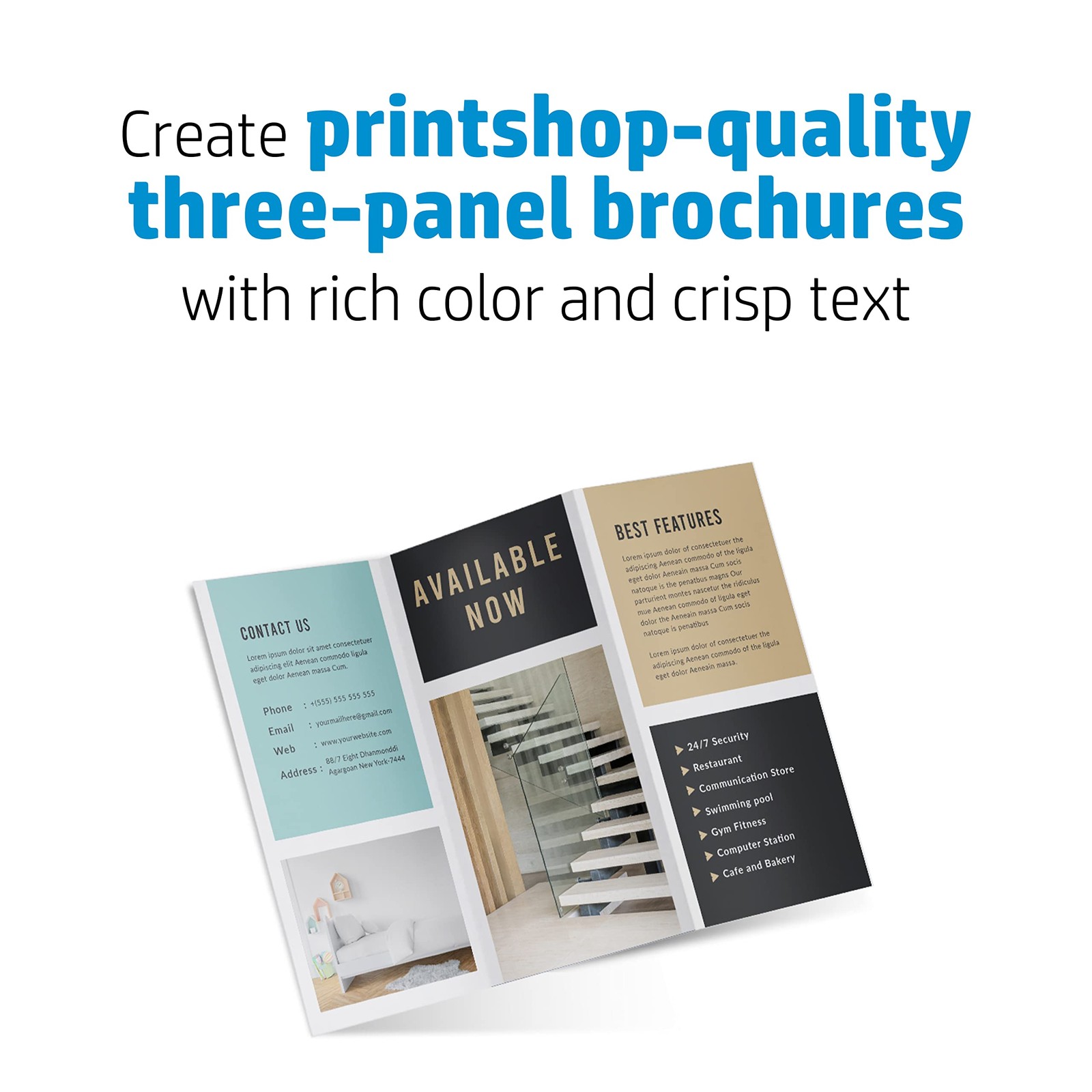 Glossy Print Copy Paper 8.5×11 for Laser Inkjet Tri Fold Brochures 500 Sheets