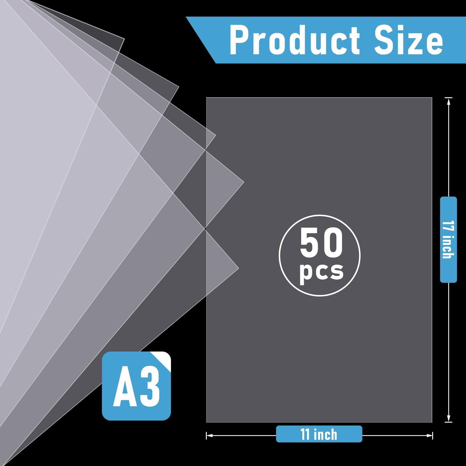 50 Sheets 11×17 Inch Waterproof Inkjet Transparency Film Silk Screen Printing