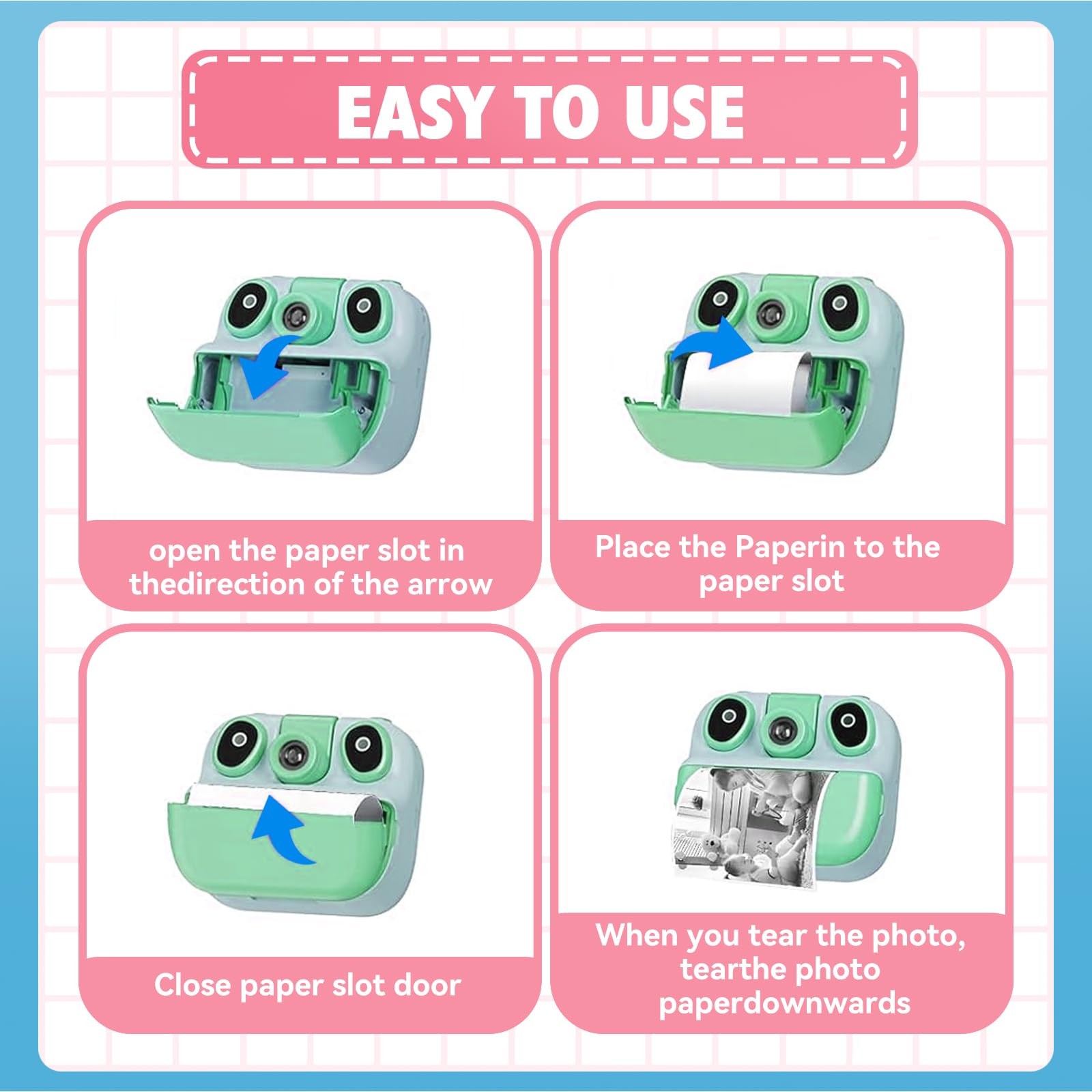 Thermal Paper, 12 Rolls Kids Instant Camera Refill Print Atnadov White