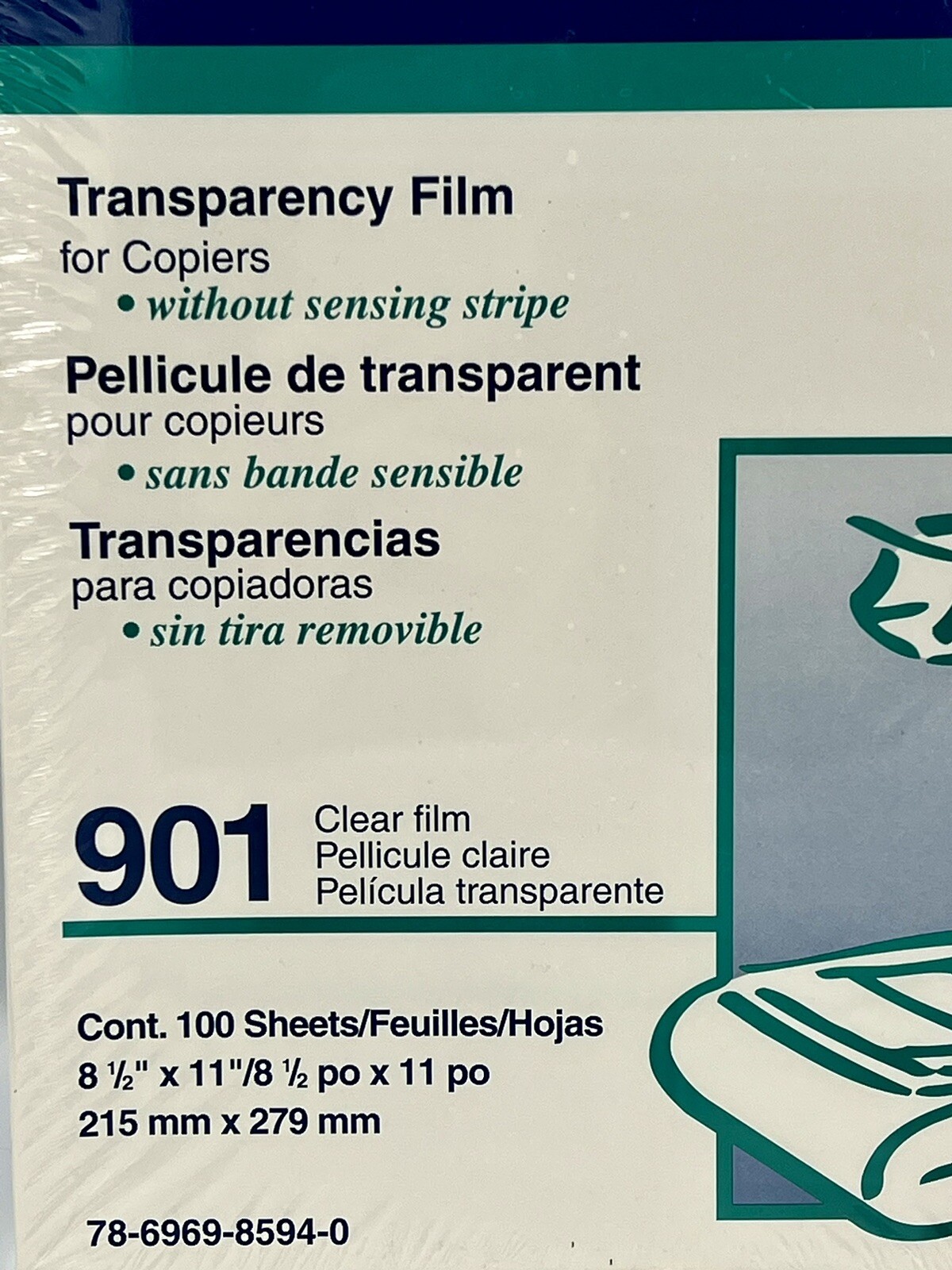 100 Sheets 901 Clear 3M Highland Transparency Film Copier Projector 8 1/2 x 11”