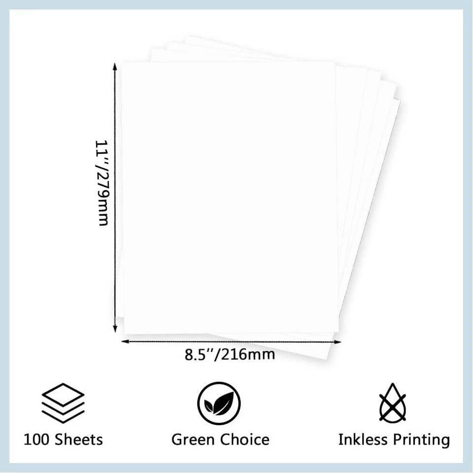 100 Sheets Thermal Printer Paper 8.5 X 11 Inch US Letter Size Thermal Paper