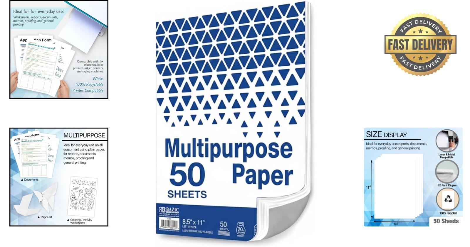 Acid-Free 50 Count White Printing Paper 8.5″ x 11″ – Versatile for All Printers