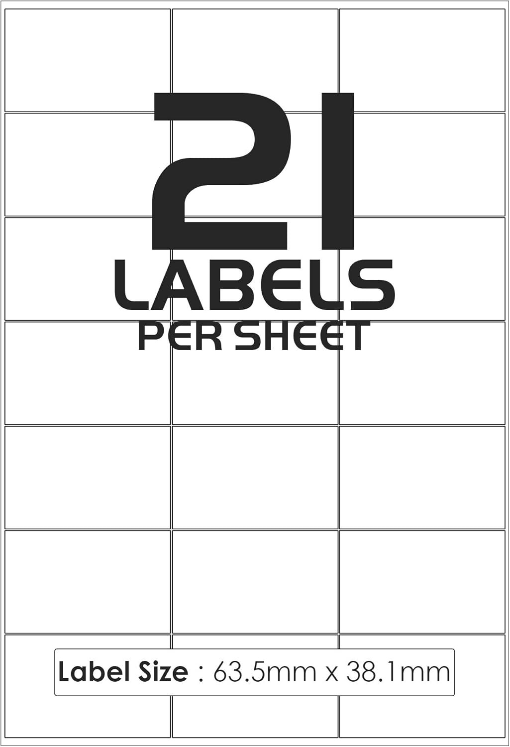 21 Labels per A4 Sheet, 50 Sheets 1050 Sticky Label, Printable Sticker Paper, M