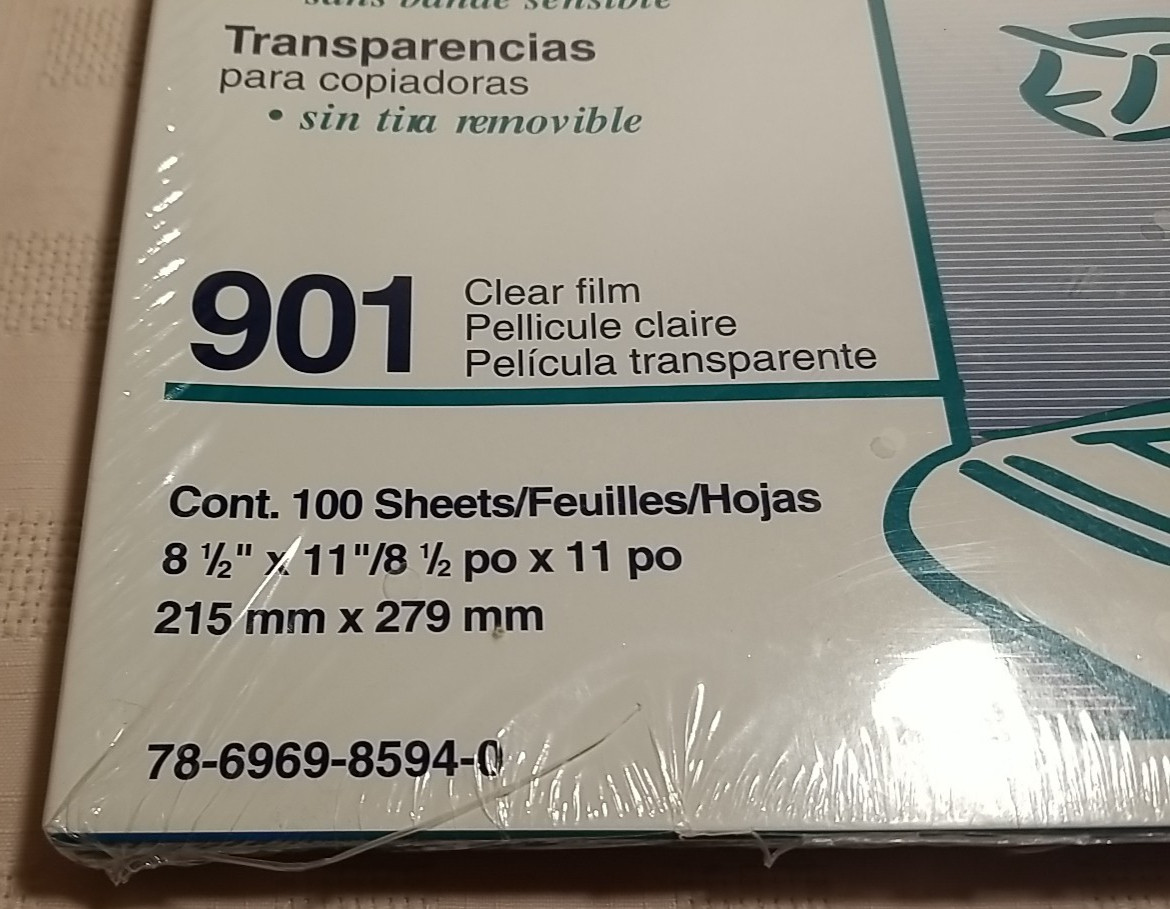 3MHIGHLAND 901 Transparency Film For Copiers-Clear100 Sheets 8.5″x11″ NEW Sealed