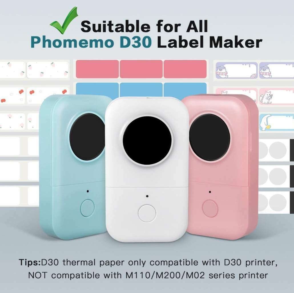 3 Rolls Colorful Square 14 × 50 mm Self-Adhesive Thermal Label for Phomemo D30