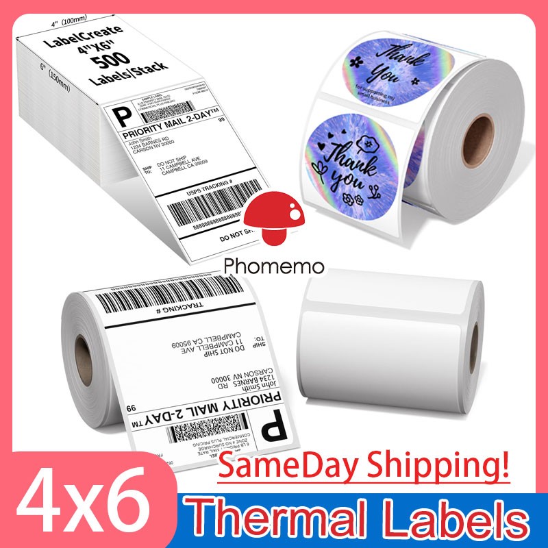 4×6 Direct Thermal Shipping Label 500/1000PCS for VRETTI MUNBYN Phomemo Lot