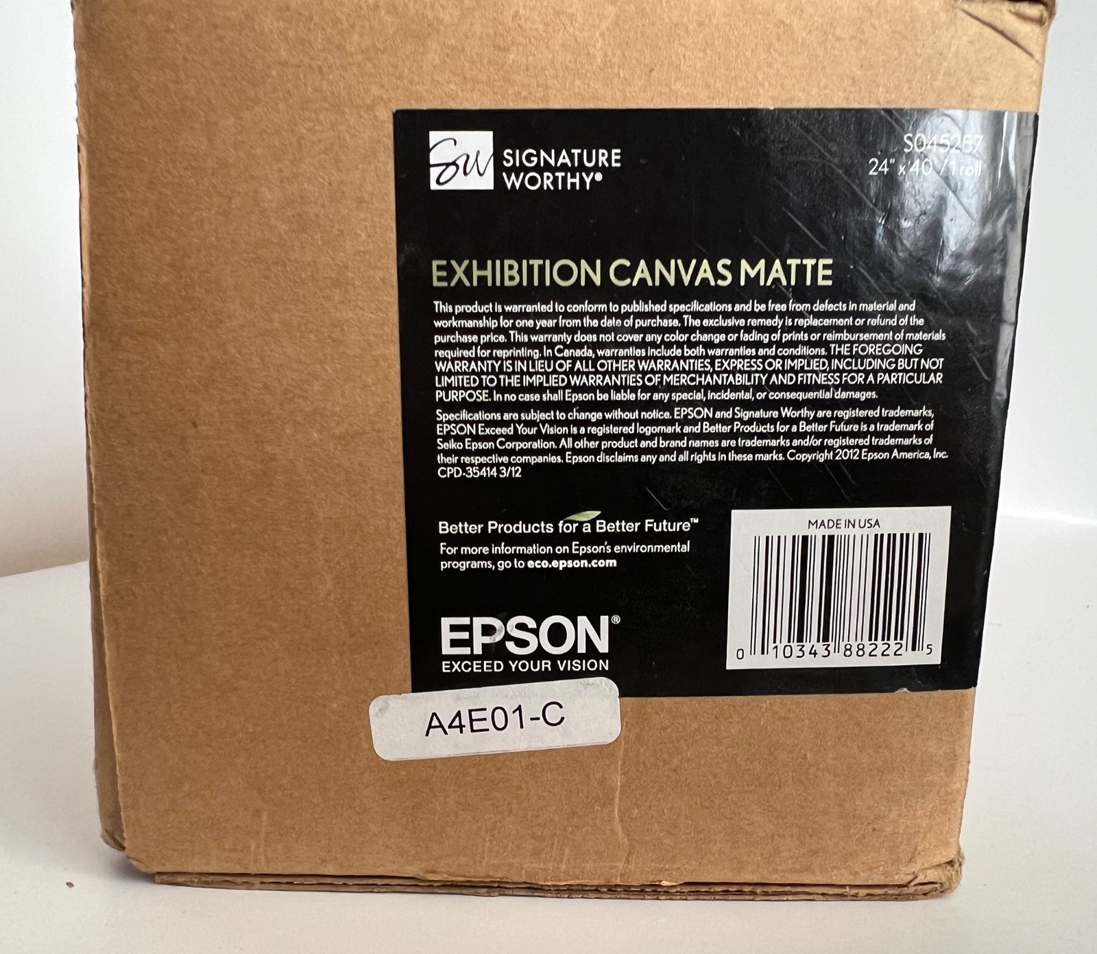 Epson Exhibition Canvas – Matte WHT (1-RL) New S045257 23 mil 24″ x 40′