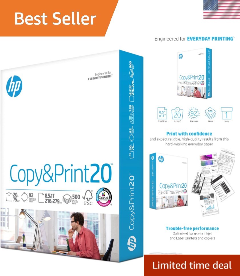 New White 8.5×11 Copy Paper, 500 Sheets, Matte Finish, FSC Certified