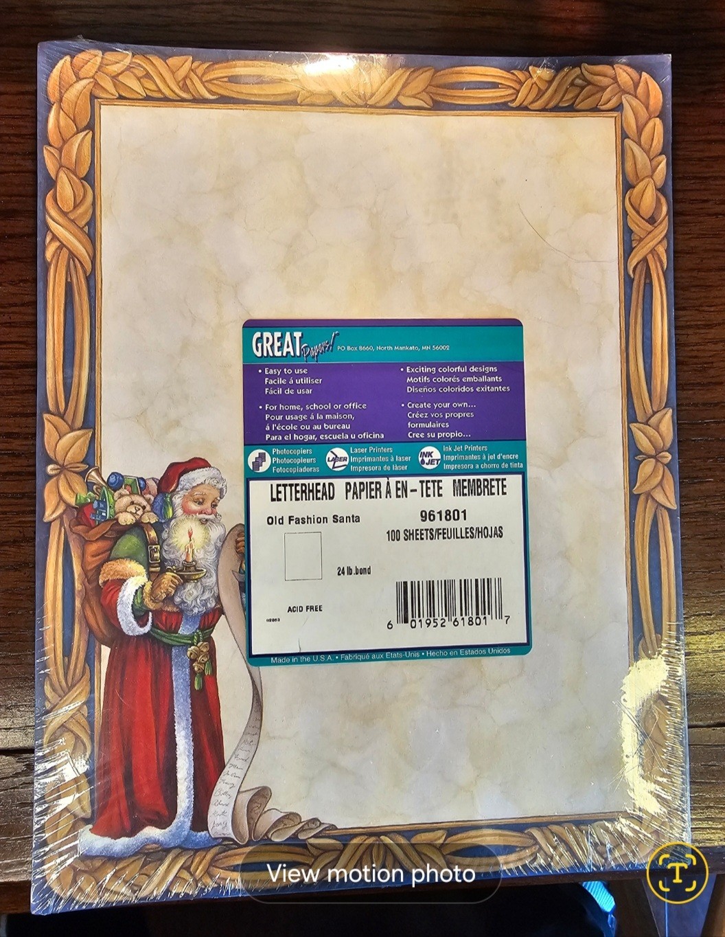 Great Papers! Santa Claus Computer Printer Paper Christmas Stationery*New