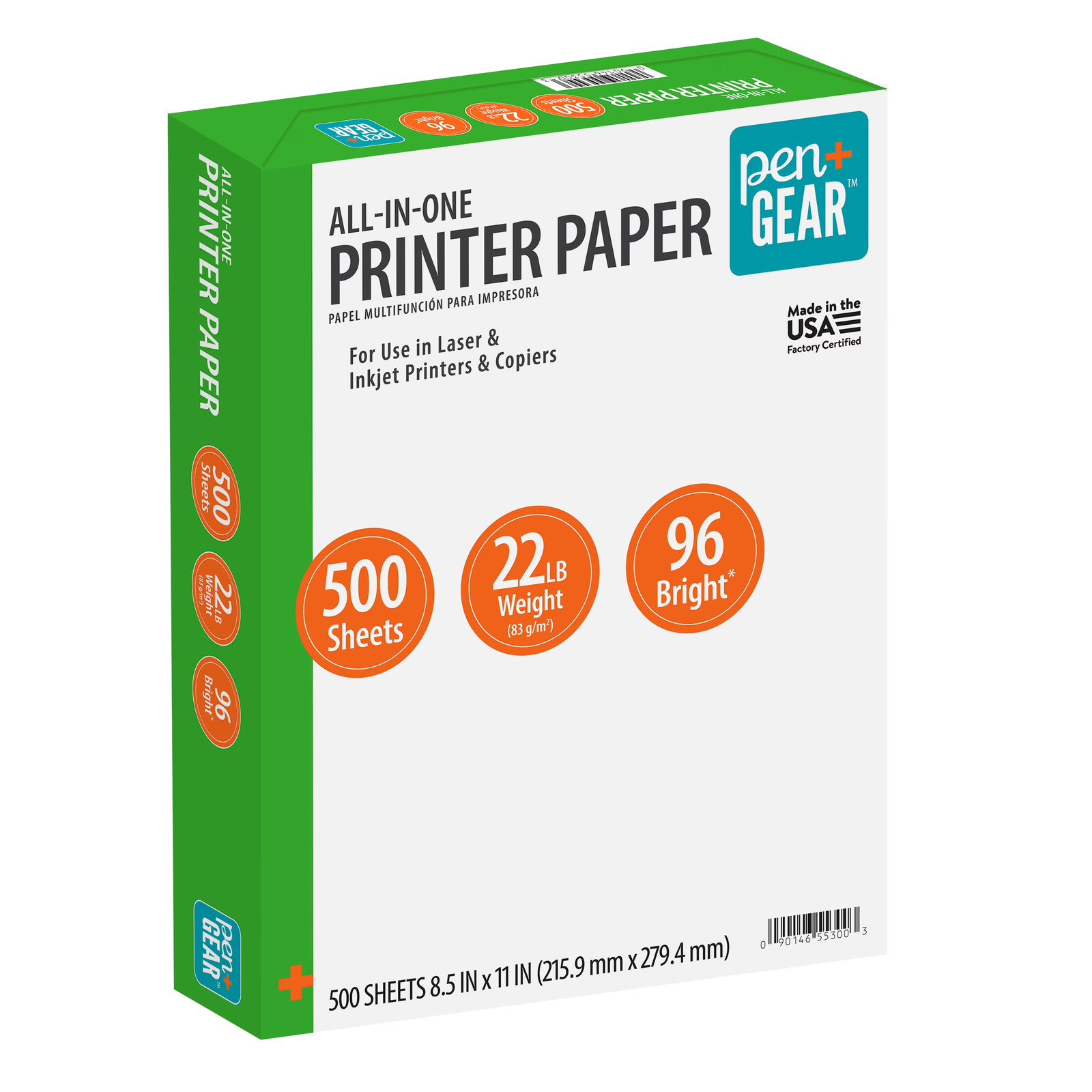Pen+Gear All-in-One White Printer Paper, 8.5×11, 22lb, 96 Bright, 500 Sheets