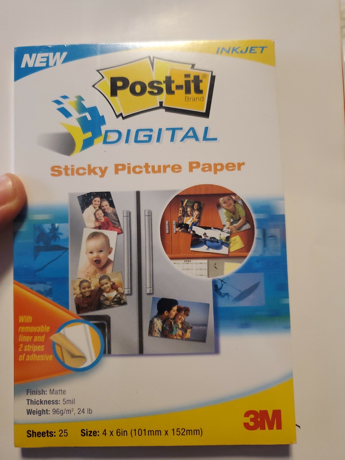 Post-it 3M Picture Paper Matte Non-Glare 25 Sheets 4×6 in.Double Adhesive New D7