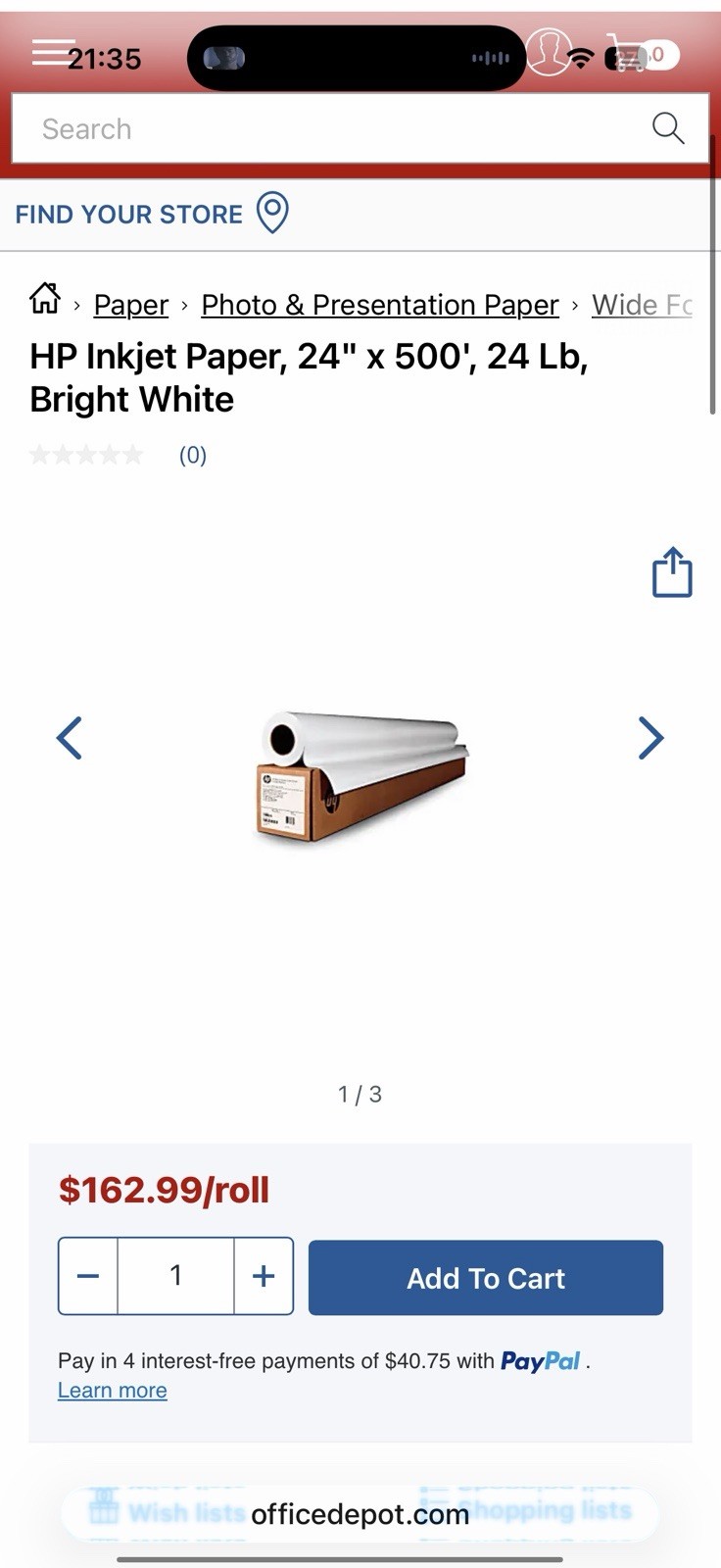 HP Professional Gloss Photo Paper – 36in x 100ft – 1 Roll (E4J42A) *Brand New*