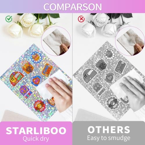 25 Sheets Holographic Sticker Paper, Diamond 8.5″ x 11″ Holographic- Glass