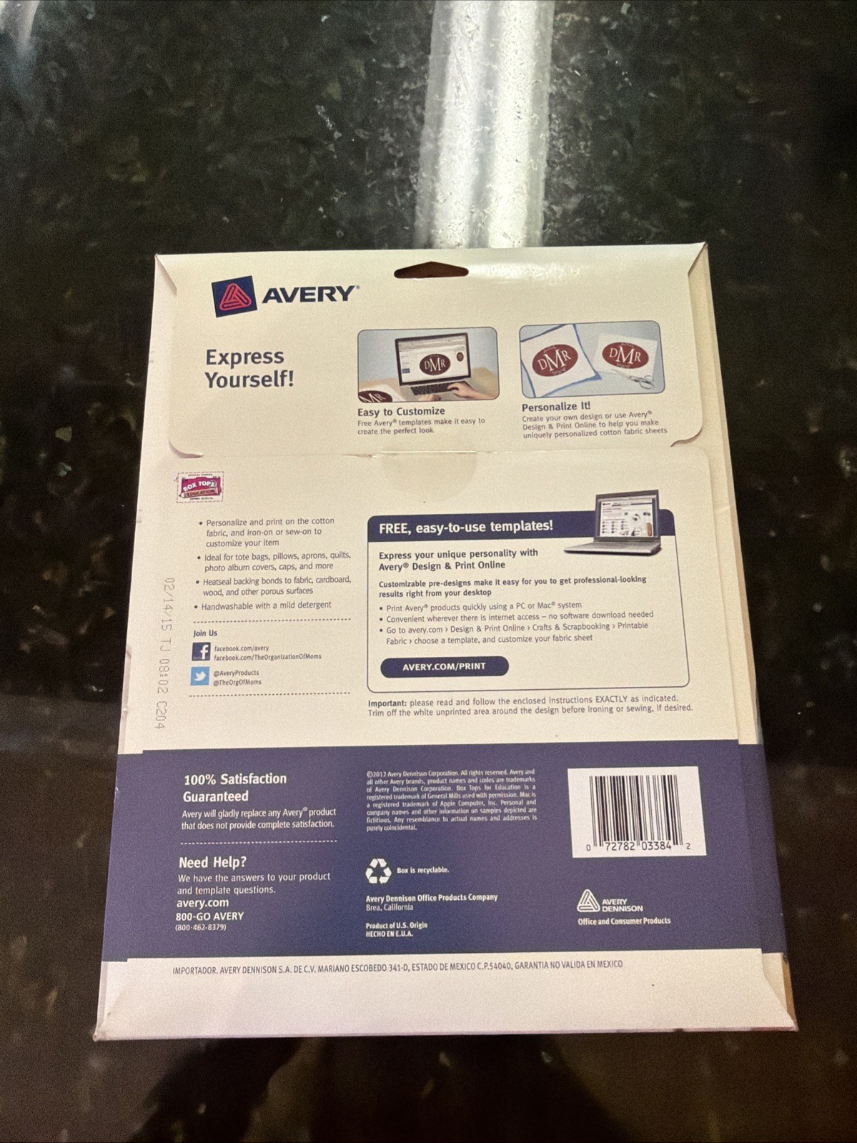 Avery Personal Creations 3384 Printable Fabric 8.5×11 5 Sheets NEW