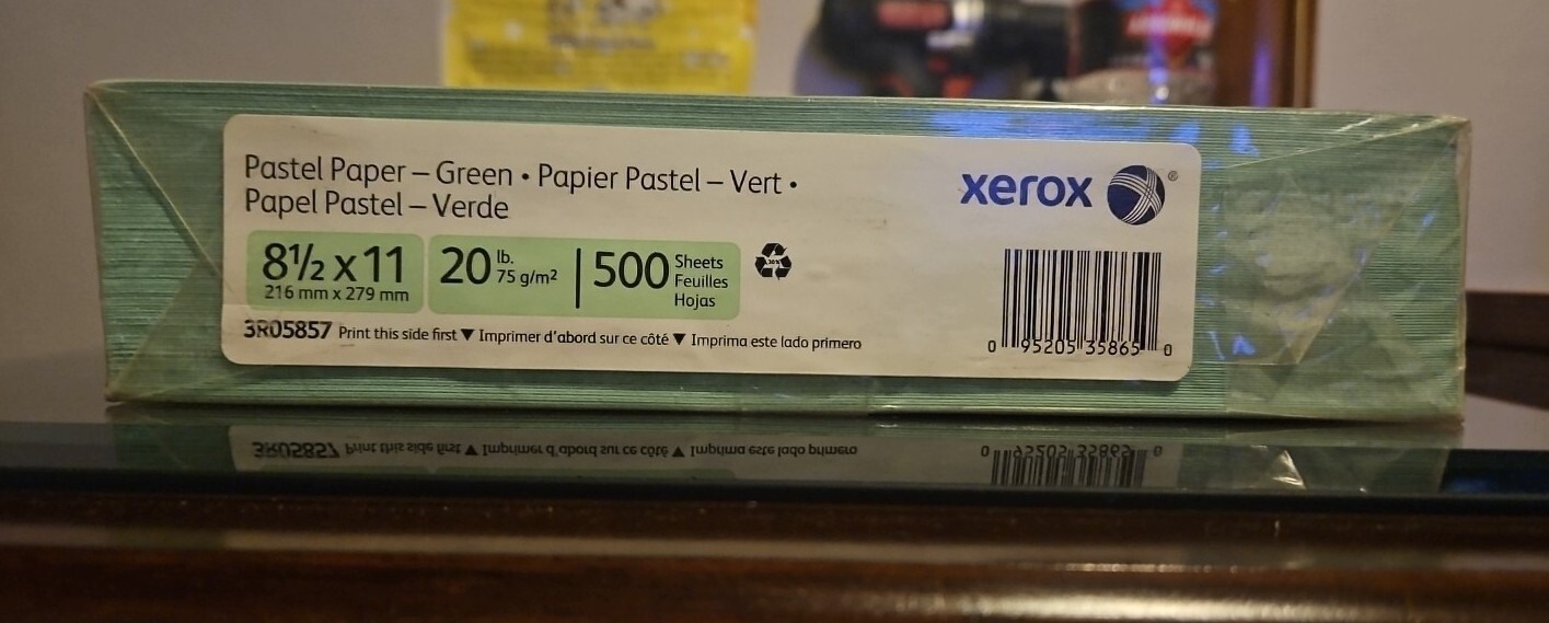 Xerox 3R05857 Multipurpose Pastel Colored Paper, 20-lb, Letter, Green, 500