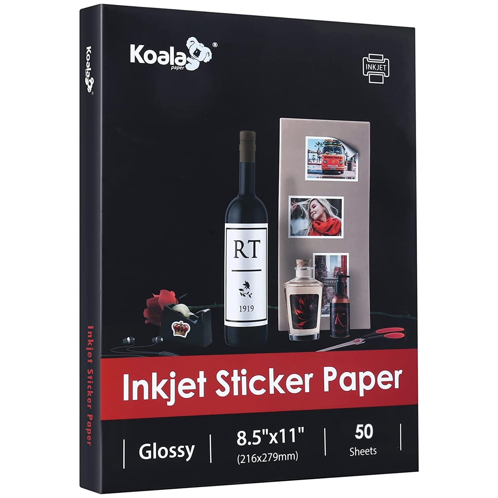 Sticker Paper Self-Adhesive Printable for Inkjet Printer 50 Sheets 8.5×11 White