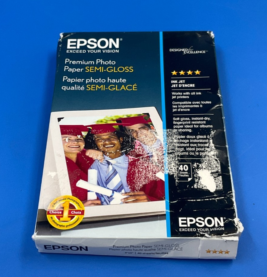 Epson Premium Semi Gloss Photo Paper 4″x6″ 40 sheets S041982 ✅❤️️✅❤️️ OPEN BOX