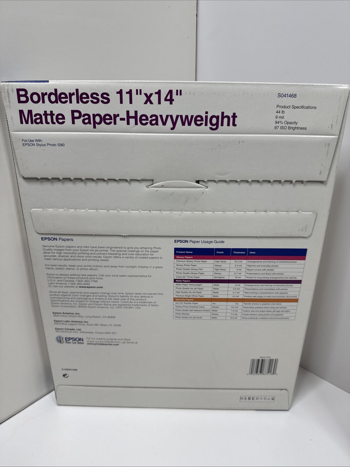 Epson Professional Media 13×19 SuperB Matte Paper Heavyweight 50 Sheets+2 READ