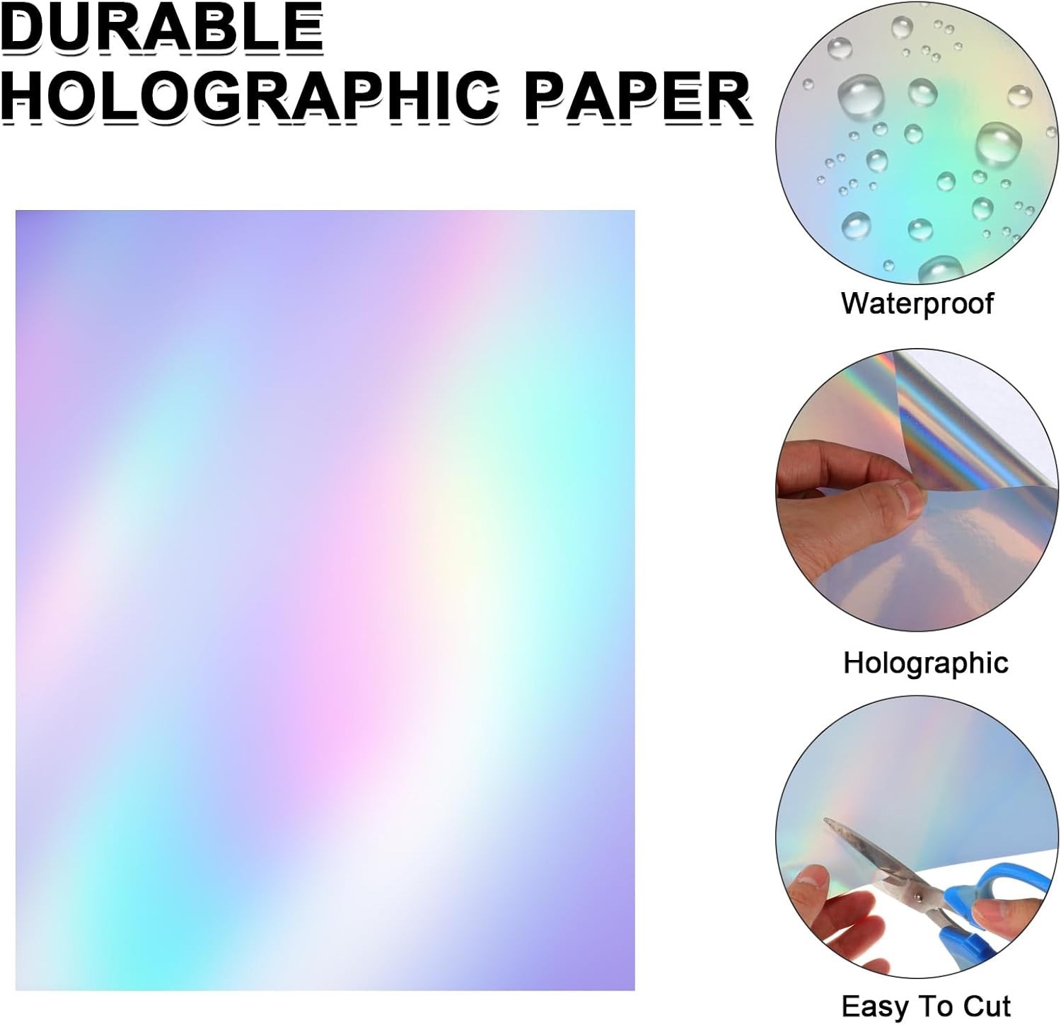 50 Sheets Holographic Sticker Paper 8.5 X11 Inch for Inkjet Printer & Laser Prin