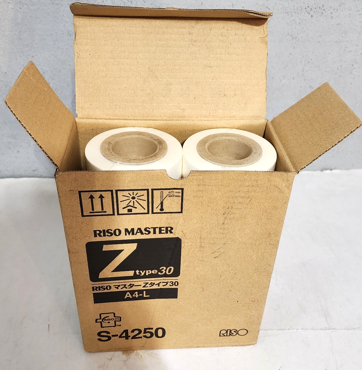 RISO Master S-4250 Z Type 30 A4-L Thermal Paper 2 Rolls RZ200 New Sealed Box