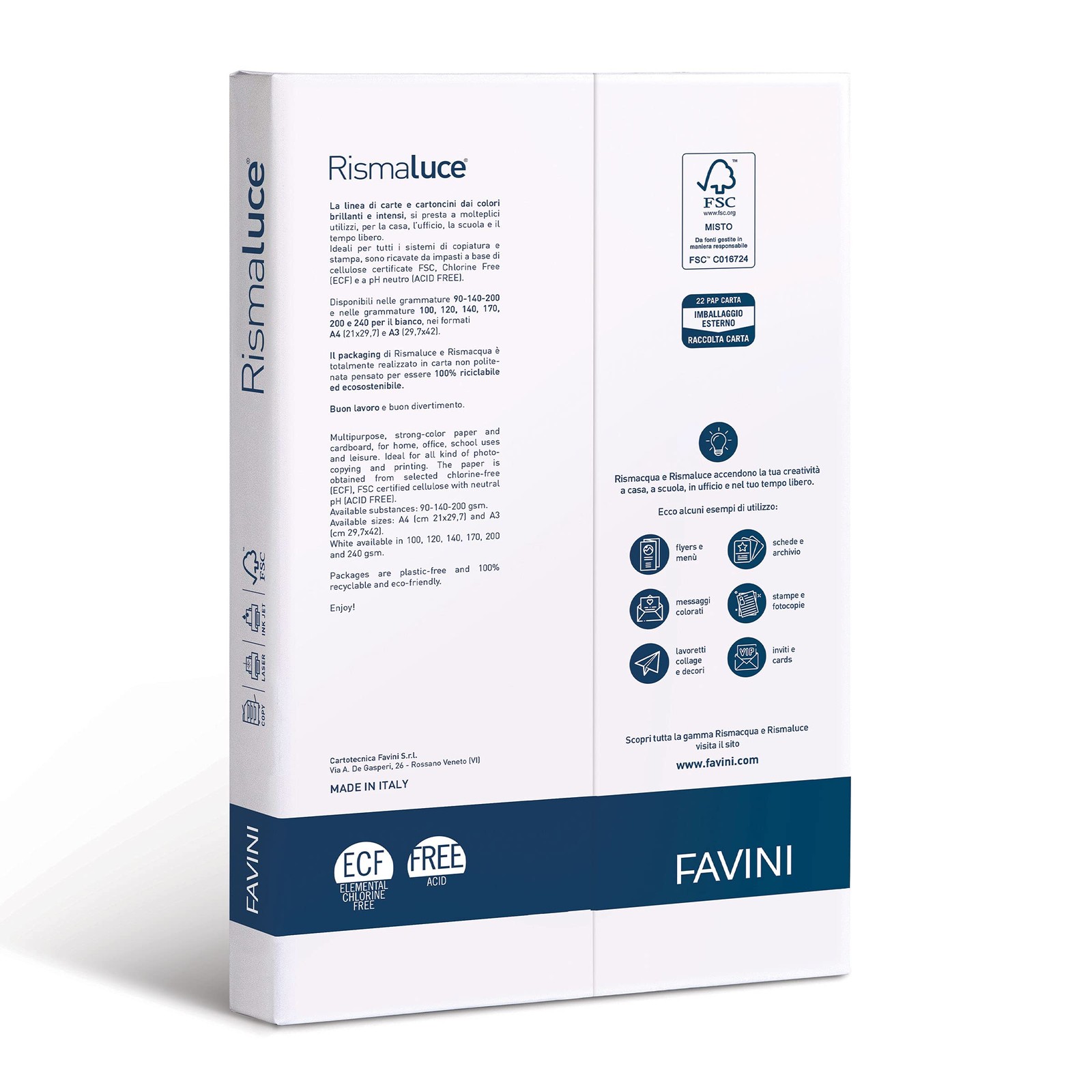 Rismaluce Paper A4 240gsm 100 Sheets White White