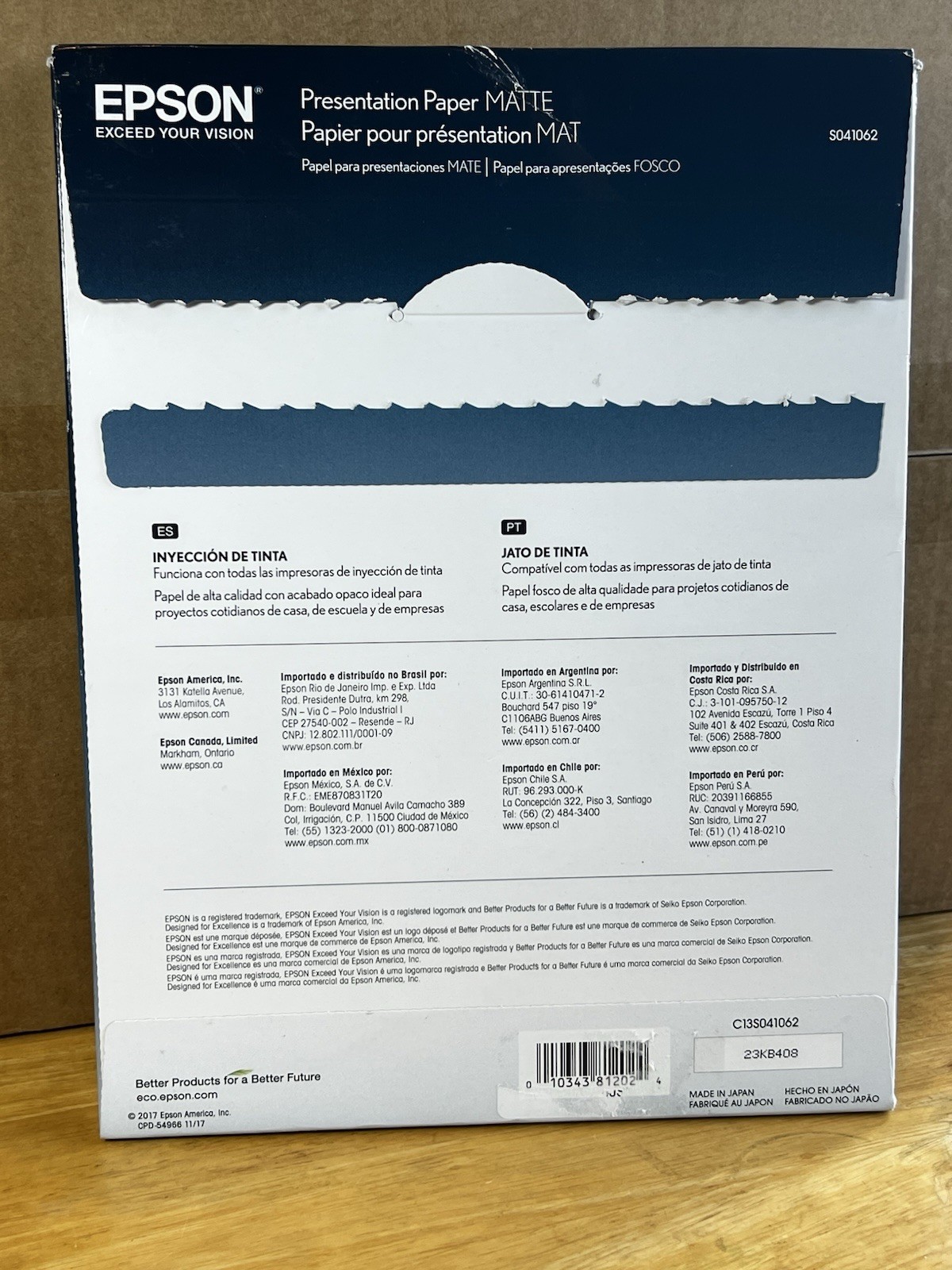 Epson Presentation Paper MATTE S041062 – 27 lbs. 8-1/2 x 11 Pack of 100 white