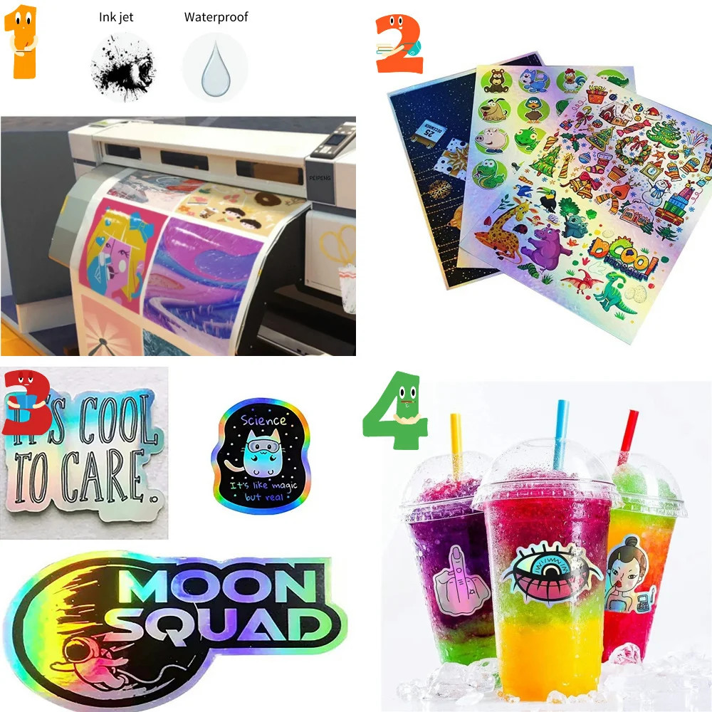10/50pcs Waterproof sticker paper A4 Laser Inkjet Printer Paper White Glossy Tra