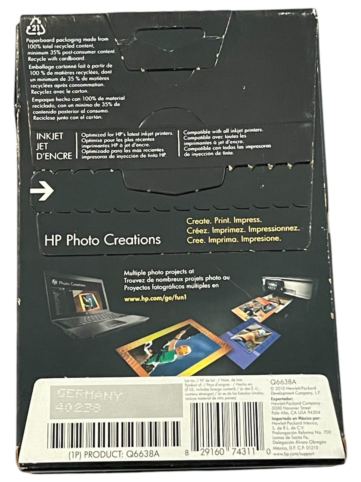 Lot 2 NEW Hewlett Packard Q6638A 4 x 6 inch Glossy Printer Paper – 100 Sheets