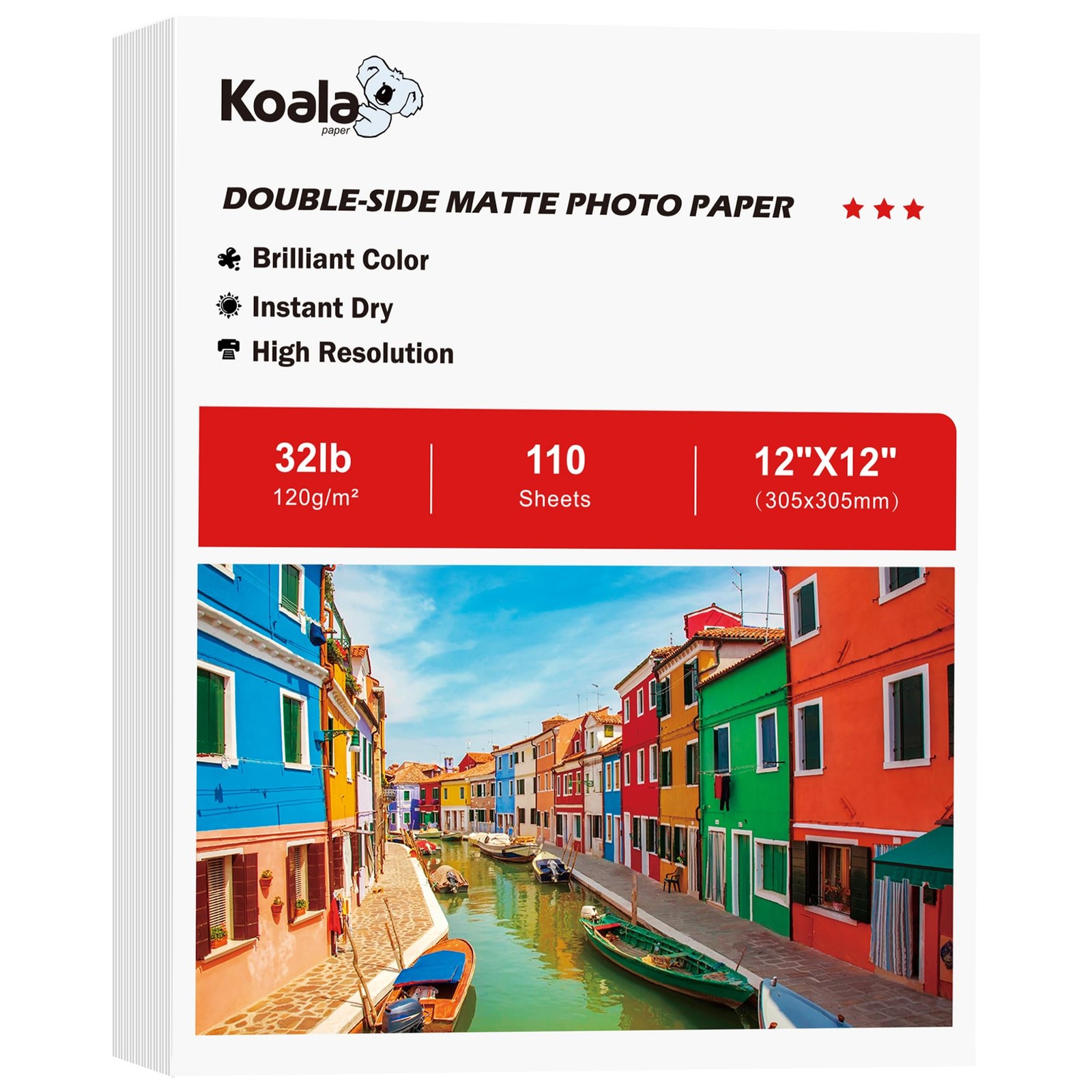 110 Sheets 12×12 Inch Koala Thin Presentation Matte Photo Paper 32LB Inkjet
