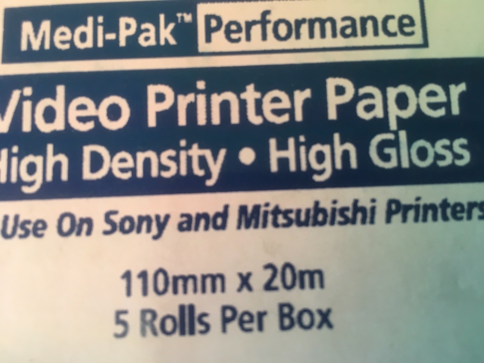 McKesson Video Paper- High Density, 26-UPP110HG 110mm x 20 meter roll, Box of 5