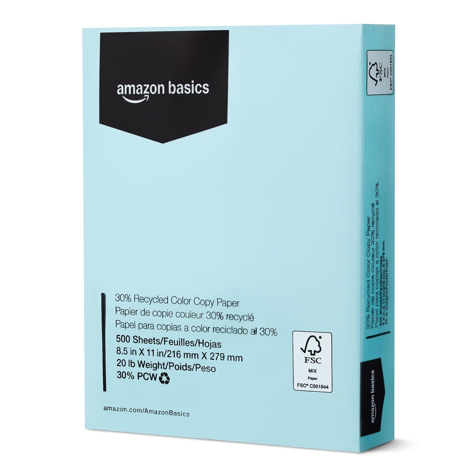 Amazon Basics 30% Recycled Color Copy Paper, 8.5″ x 11″, Pastel Canary