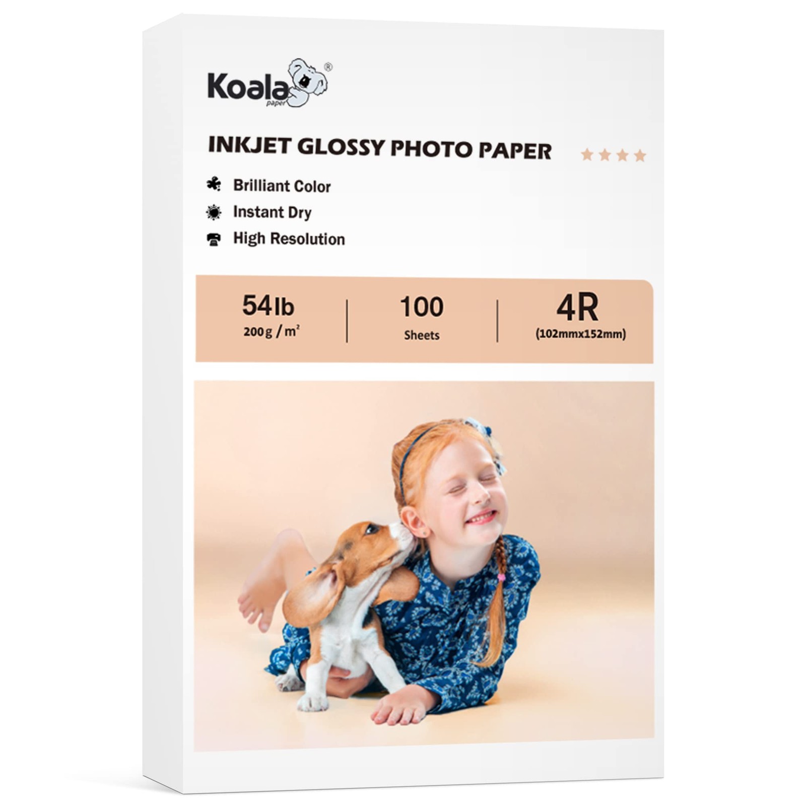 Koala Glossy Inkjet Photo Paper Thick 4X6 Inches 100 Sheets 54lb Picture Pape…
