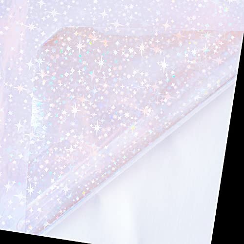 2 Types Transparent Holographic Laminate Sheets Broken Glass and Stars-20pcs