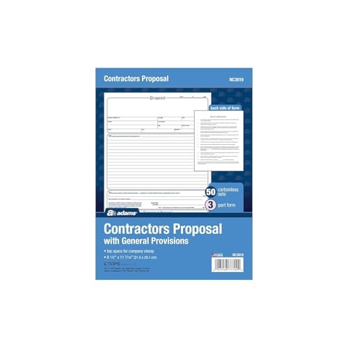 Contractor’s Proposal Forms, 8.5 x 11.44 Inch, 3-Part, 8-1/2″ x 11″