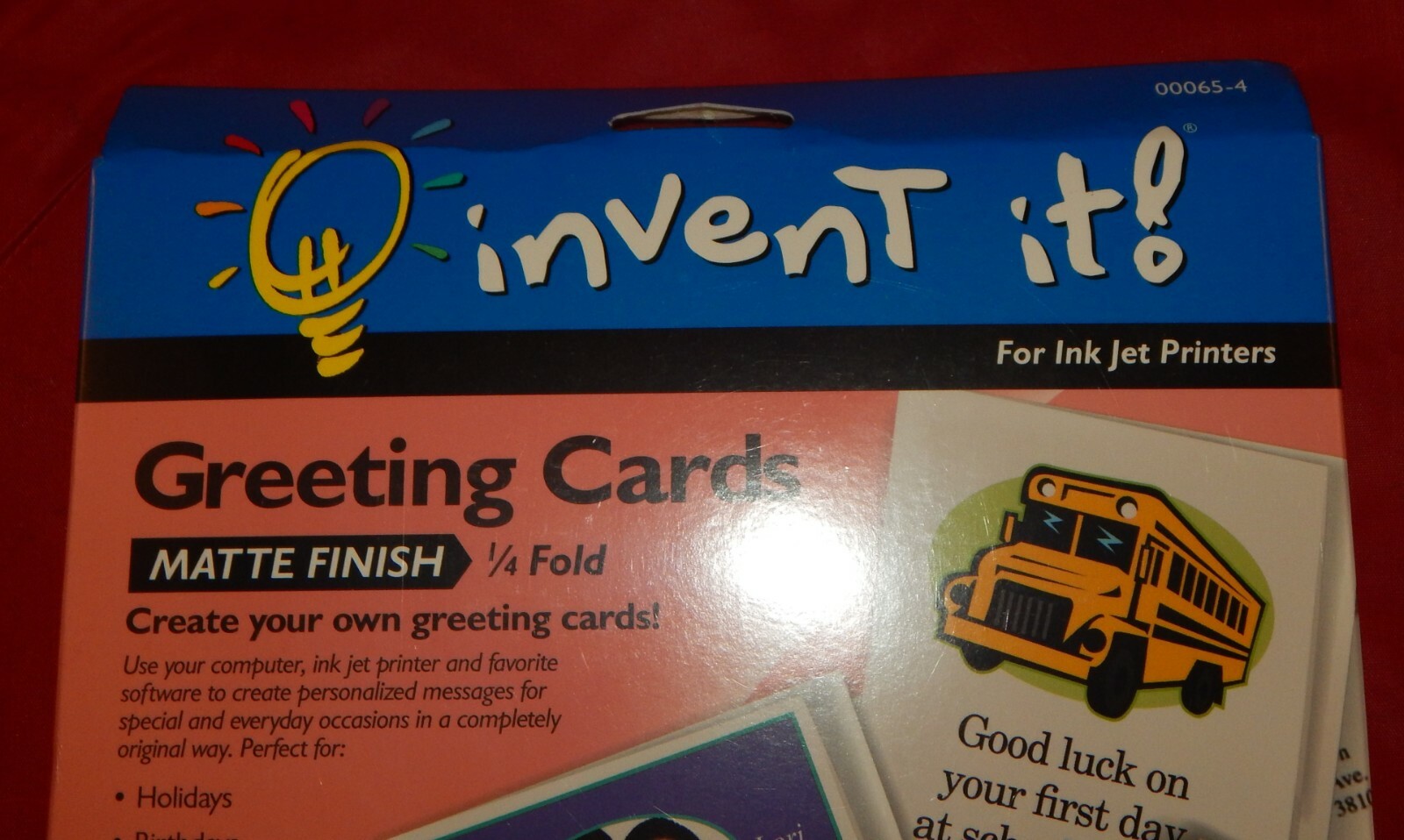 Invent It! 00065-4, 1/4 Fold Greeting Card Paper w/Matte Finish (New Unopened)