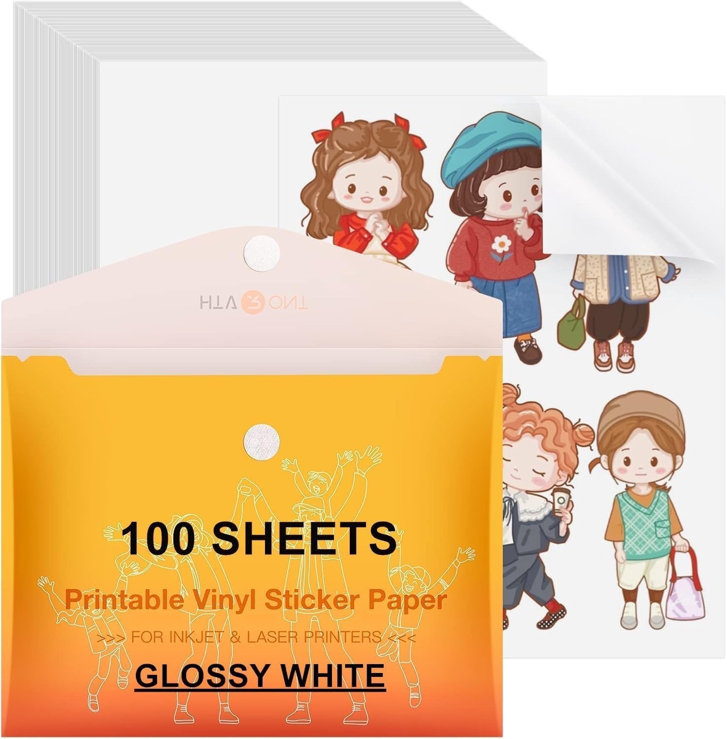 Printable Vinyl Sticker Paper, 100 Sheets Glossy Waterproof Sticker Paper For…